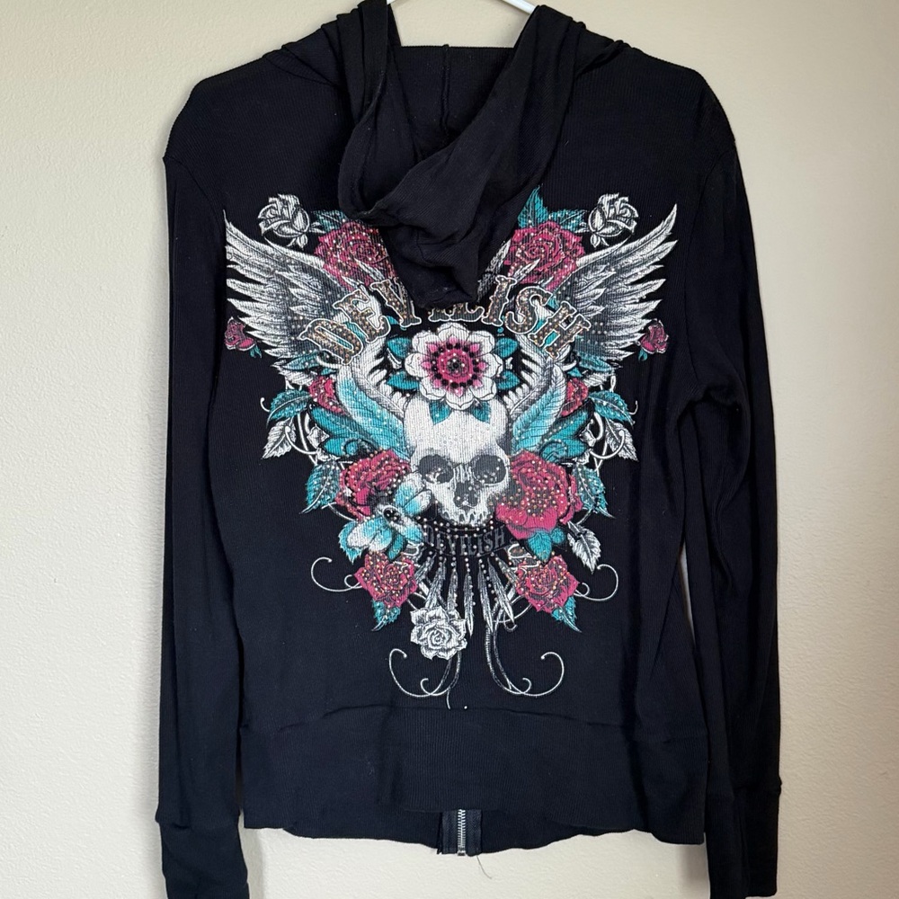 Embellished Liberty Wear Black Zip-up Hoodie